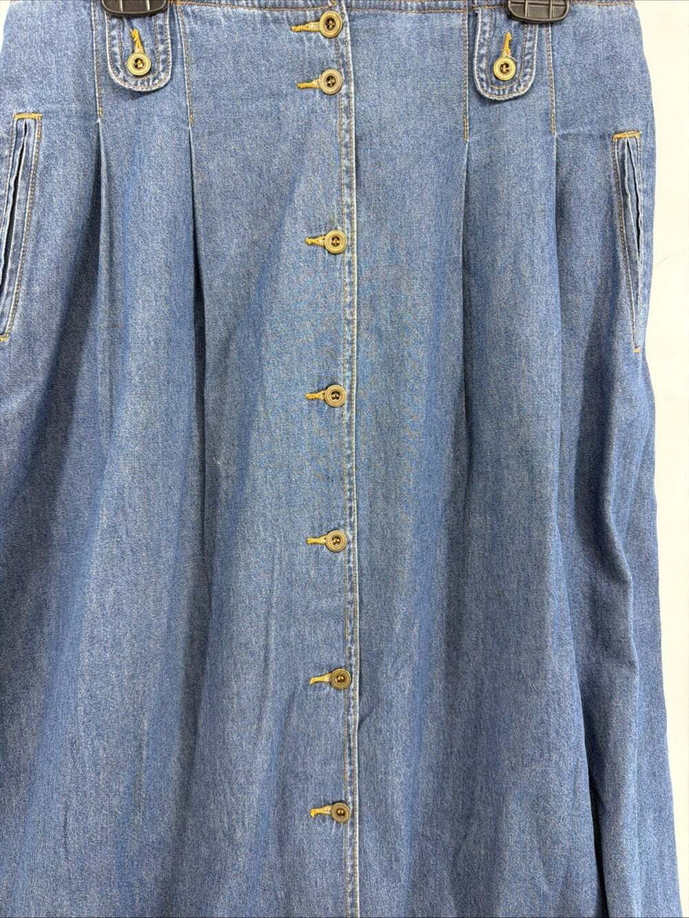 Rafaella Medium Wash Long Denim Skirt Sz 16 midi maxi flared A line 100% cotton - Picture 2 of 11